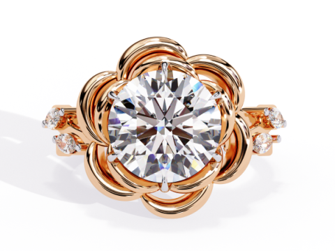 Printable 3D jewelry model of Solitaire Lady Ring with Diamond 3D मॉडल