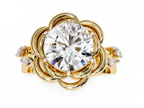 Printable 3D jewelry model of Solitaire Lady Ring with Diamond Model 3D