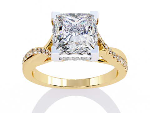 Printable 3D jewelry model of Solitaire Lady Ring with Diamond 3D मॉडल