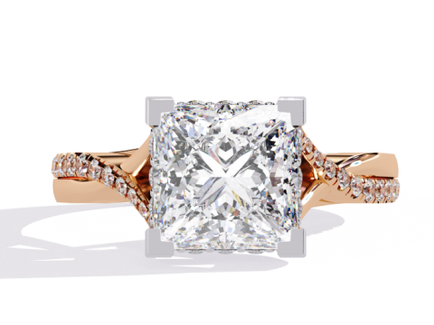 Printable 3D jewelry model of Solitaire Lady Ring with Diamond 3D Model