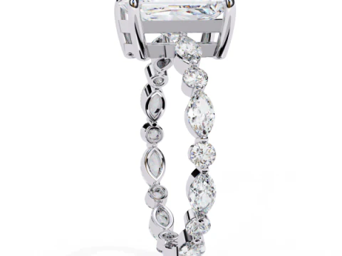 Printable 3D jewelry model of Solitaire Lady Ring with Diamond 3D Model