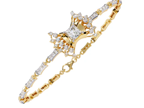 Projekt biżuterii do druku 3D przedstawiający bransoletkę z diamentami Model 3D