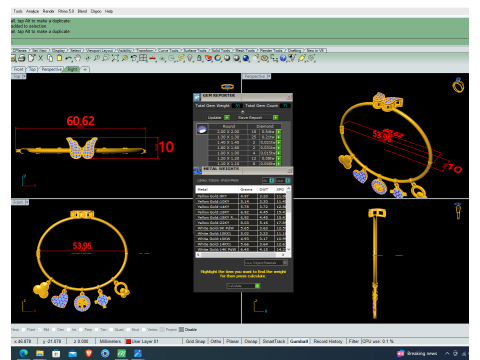 3D Printable Jewelry design of Bracelet with diamonds Modelo 3D