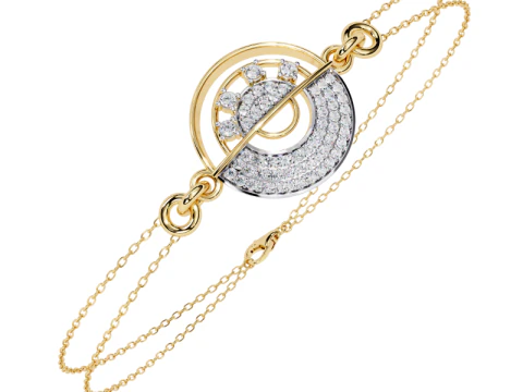 Design di gioielli stampabile in 3D di bracciale con diamanti Modello 3D