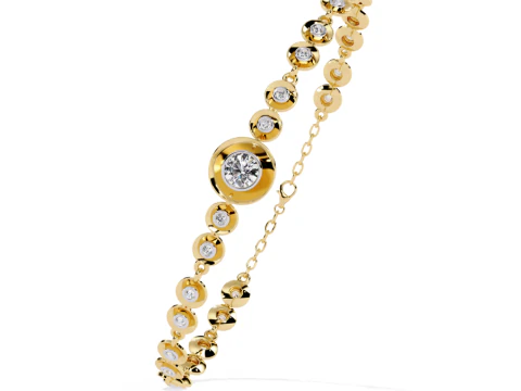 Dise&ntilde;o de joyer&iacute;a imprimible en 3D de pulsera con diamantes. Modelo 3D