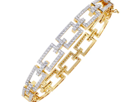 3D-afdrukbaar sieradenontwerp van armband met diamanten 3D Model