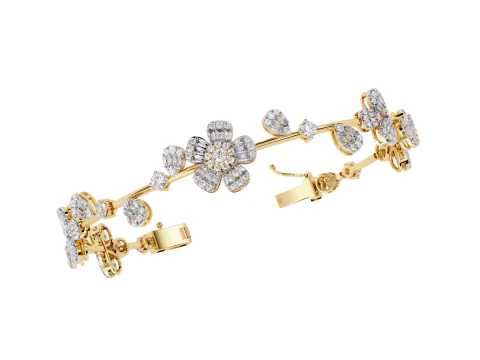 Dise&ntilde;o de joyer&iacute;a imprimible en 3D de pulsera con diamantes. Modelo 3D