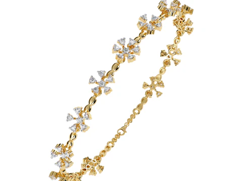 Projekt biżuterii do druku 3D przedstawiający bransoletkę z diamentami Model 3D