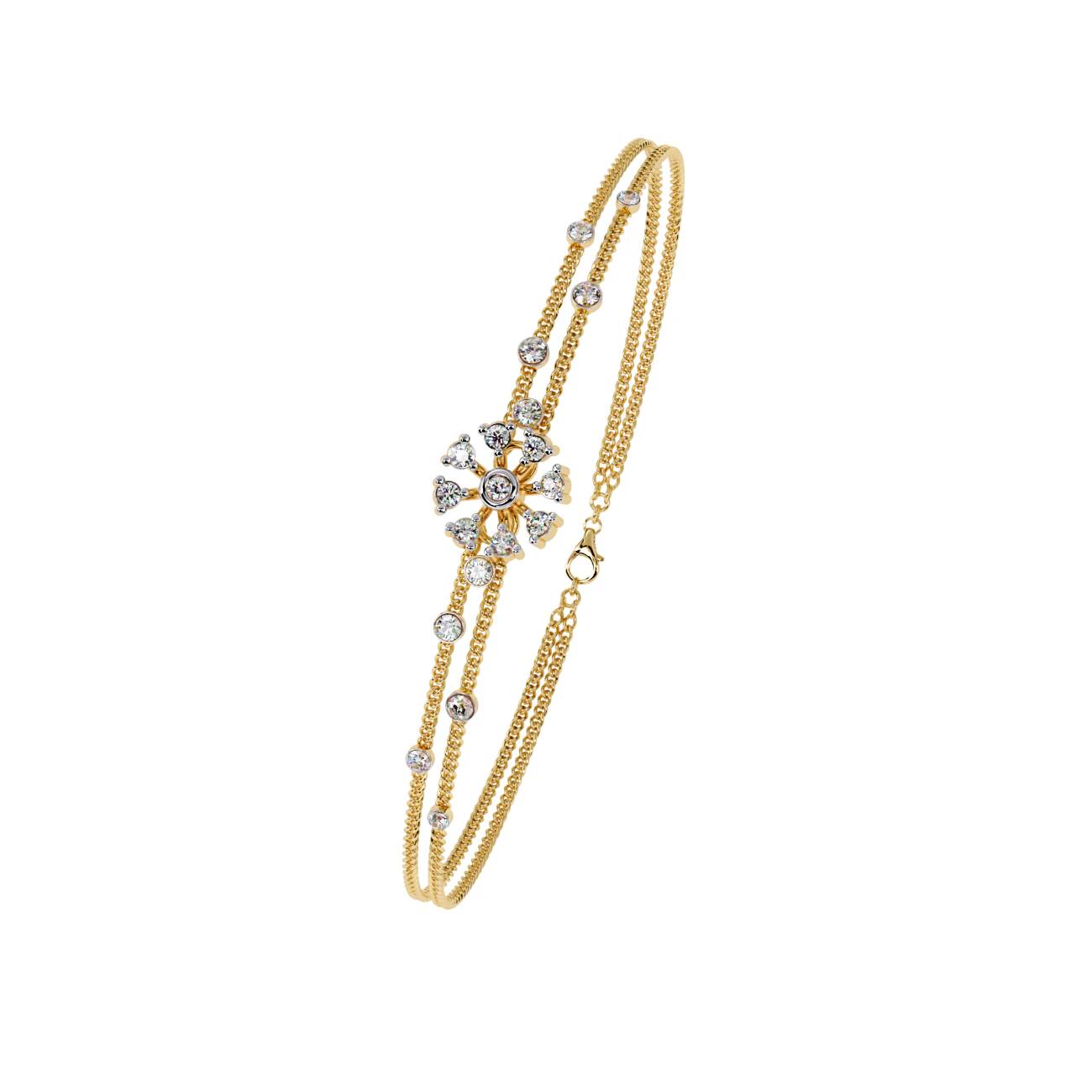 3D Printable Jewelry design of Bracelet with diamonds 3D Model .c4d .max .obj .3ds .fbx .stl .blend 