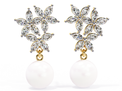 Printable 3D Jewelry design of Earrings with diamonds Model 3D