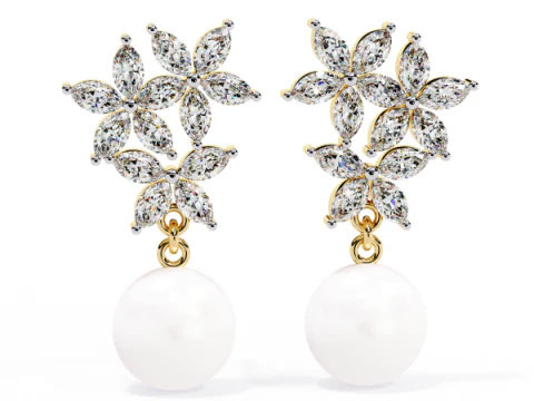 Тривимірний ювелірний дизайн сережок із діамантами для друку 3D Модель