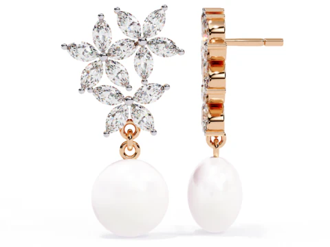 Printable 3D Jewelry design of Earrings with diamonds 3D Model