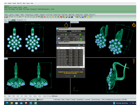 Printable 3D Jewelry design of Earrings with diamonds Modelo 3D