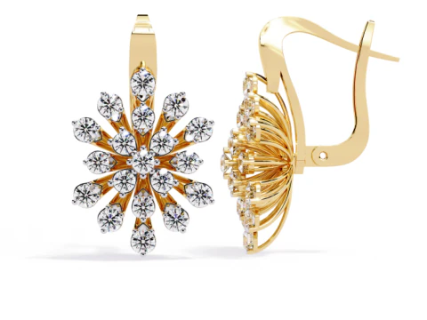 Printable 3D Jewelry design of Earrings with diamonds 3D Model