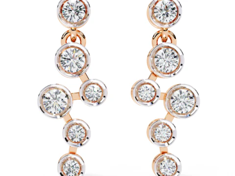 Afdrukbaar 3D-sieradenontwerp van oorbellen met diamanten 3D Model