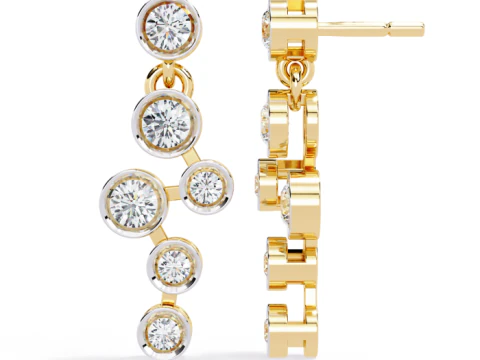Printable 3D Jewelry design of Earrings with diamonds 3D Model