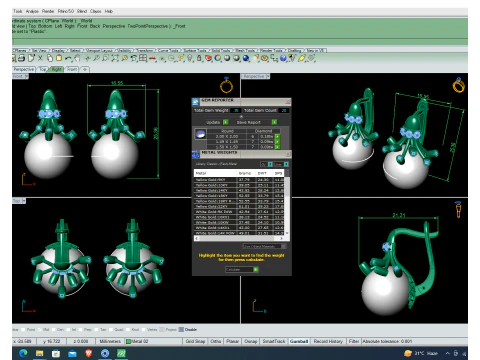 Printable 3D Jewelry design of Earrings with diamonds 3D Model