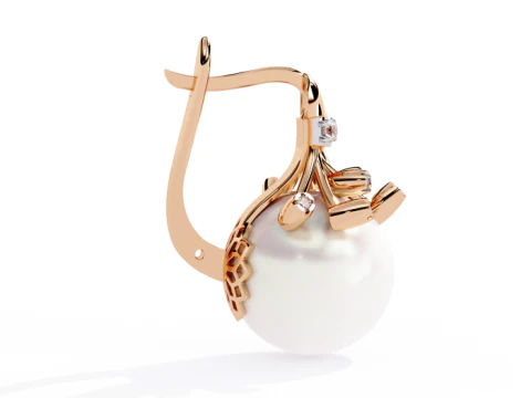 Printable 3D Jewelry design of Earrings with diamonds 3D Model