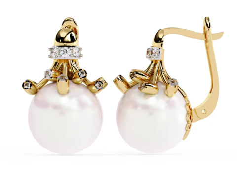 Printable 3D Jewelry design of Earrings with diamonds 3D Model