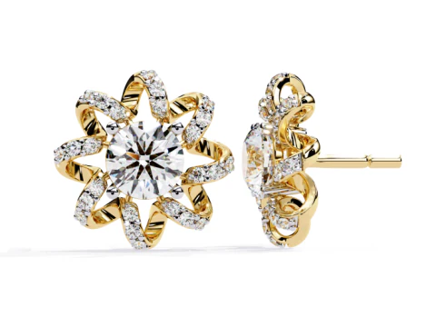 Printable 3D Jewelry design of Earrings with diamonds 3D Model