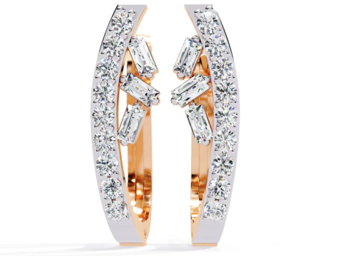 हीरे के साथ झुमके का प्रिंट करने योग्य 3डी आभूषण डिजाइन 3D मॉडल