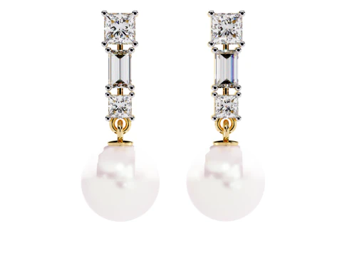 Printable 3D Jewelry design of Earrings with diamonds 3D Model