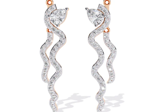 Printable 3D Jewelry design of Earrings with diamonds 3D Model