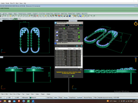 Printable 3D Jewelry design of Earrings with diamonds 3D Model