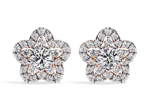 Printable 3D Jewelry design of Earrings with diamonds 3D Model