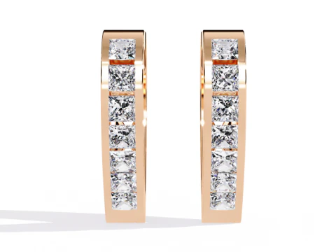 ダイヤモンド付きイヤリングの印刷可能な 3D ジュエリー デザイン 3Dモデル