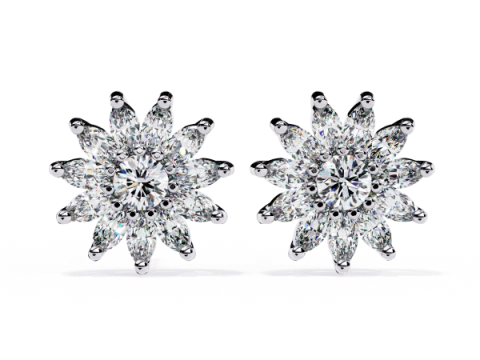 Printable 3D Jewelry design of Earrings with diamonds 3D Modell