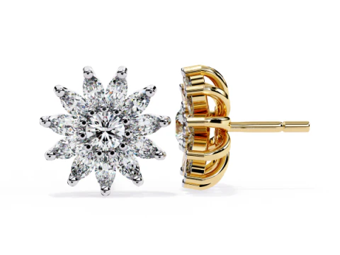 Printable 3D Jewelry design of Earrings with diamonds 3D Model