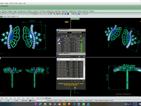 Printable 3D Jewelry design of Earrings with diamonds 3D Model