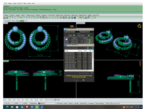 Printable 3D Jewelry design of Earrings with diamonds 3D Model
