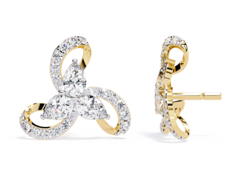 Printable 3D Jewelry design of Earrings with diamonds 3D Model