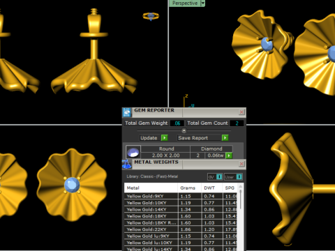 Printable 3D Jewelry design of Earrings with diamonds Modelo 3D