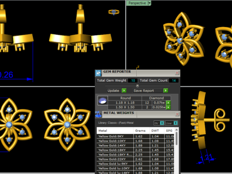 Printable 3D Jewelry design of Earrings with diamonds Modelo 3D