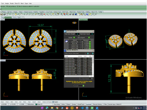 Printable 3D Jewelry design of Earrings with diamonds 3D Model