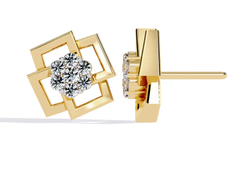 Printable 3D Jewelry design of Earrings with diamonds 3D Model