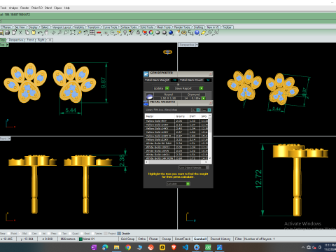 Printable 3D Jewelry design of Earrings with diamonds 3D Model