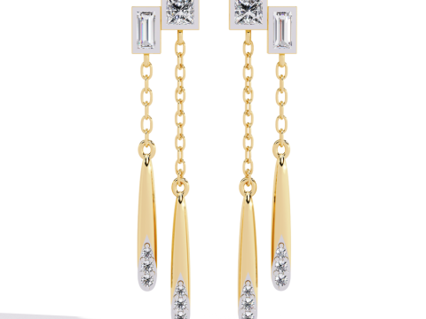 Printable 3D Jewelry design of Earrings with diamonds Modèle 3D