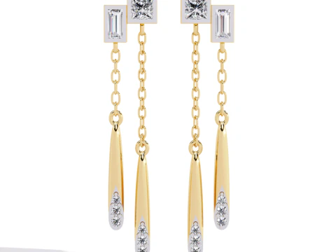 Design stampabile di gioielli 3D di orecchini con diamanti Modello 3D