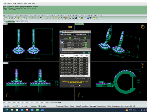 Printable 3D Jewelry design of Earrings with diamonds 3D Модель