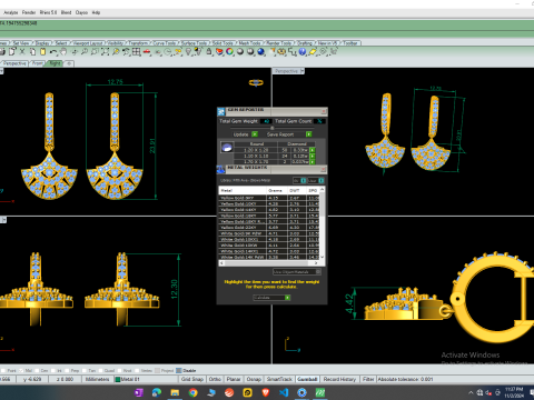 Printable 3D Jewelry design of Earrings with diamonds Modelo 3D