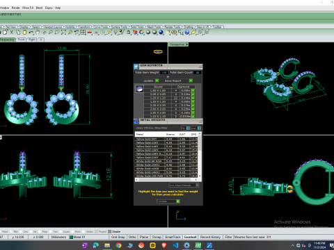 Printable 3D Jewelry design of Earrings with diamonds Modello 3D