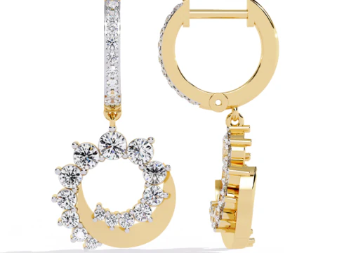 Printable 3D Jewelry design of Earrings with diamonds 3D Model