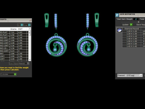 Printable 3D Jewelry design of Earrings with diamonds 3D 모델