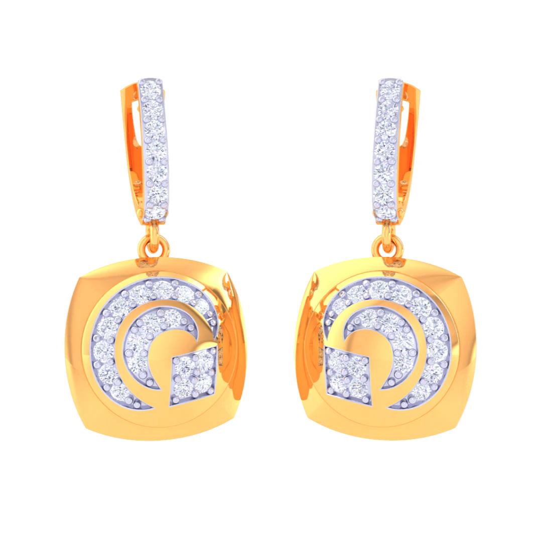 Printable 3D Jewelry design of Earrings with diamonds 3D Model .c4d .max .obj .3ds .fbx .stl .blend 