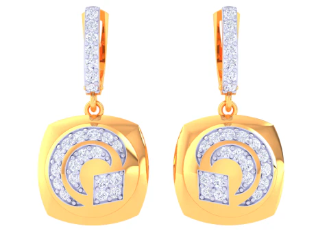Printable 3D Jewelry design of Earrings with diamonds 3D Model