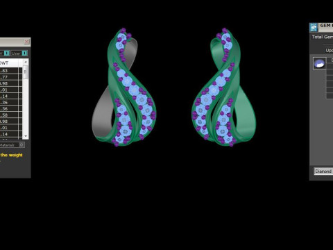 Printable 3D Jewelry design of Earrings with diamonds 3D Model